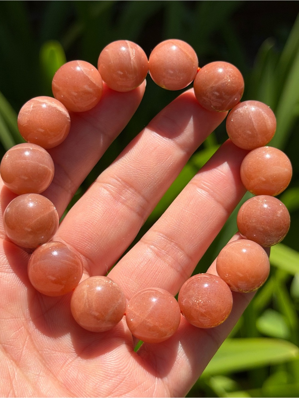 14.5mm Natural Peach Moonstone Beaded Bracelet 2108 - Picture 2 of 7